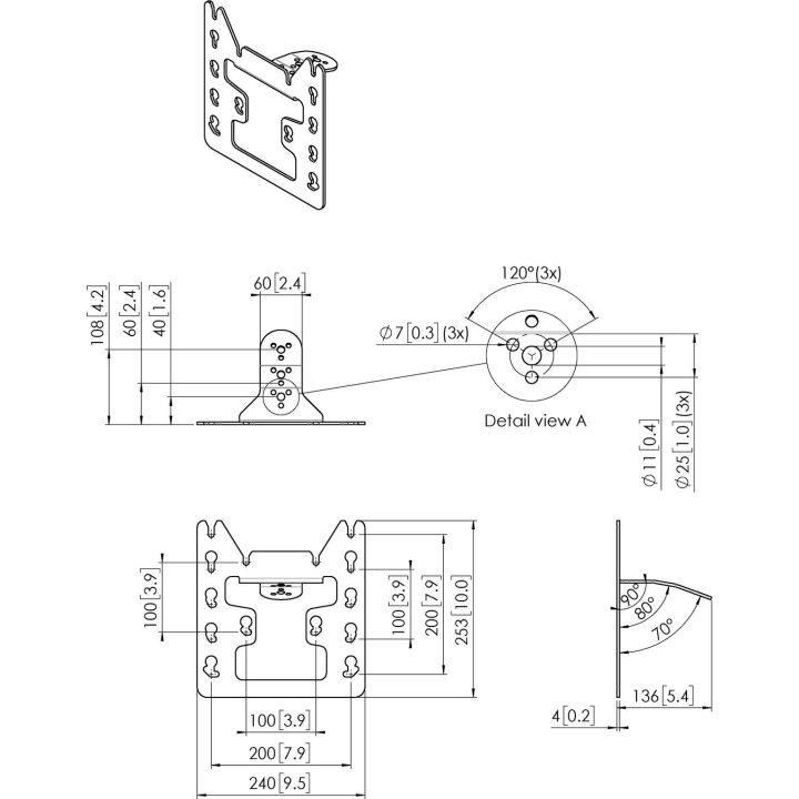 Vogel's pfi 3045 interface 200X100, 200X200 black (PFI3045)