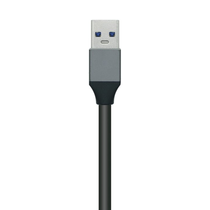 AISENS Hub USB3.0 Aluminio, Tipo A/M - 4x Tipo A/H, Negro, 10 cm