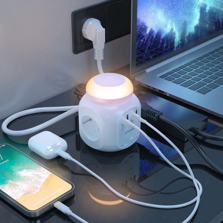 AISENS Régua de Tomadas de Mesa Multifunções com 4 Tomadas + 1XUSB-C…