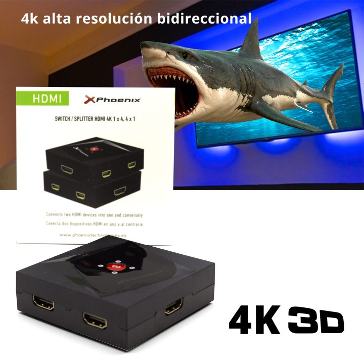 Phoenix Technologies 4K Bi-Directional 4-Port HDMI Splitter Hub
