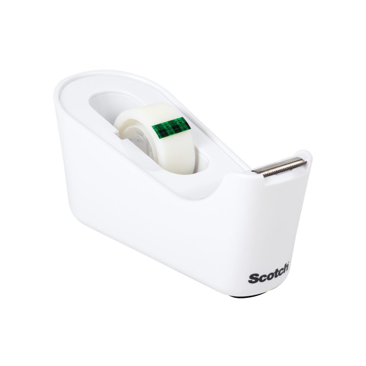 Scotch C18 Desktop Tape Dispenser, White, with Invisible Tape Roll…