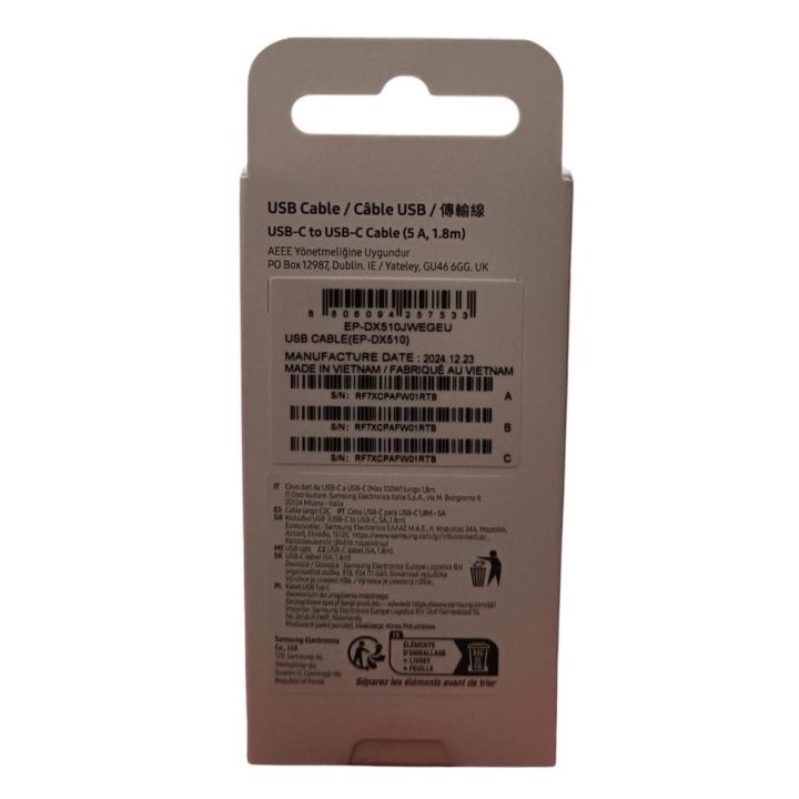 Samsung EP-DX510JWEGEU cabo USB 1,8 m USB C Branco