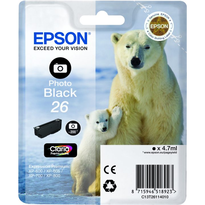 Epson Polar bear Cartridge 26 Photo Black