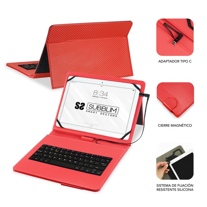 Subblim Funda con Teclado Micro USB - USB C KEYTAB PRO USB 10,1" Red…