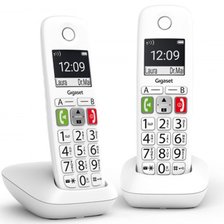 Gigaset E290 Duo DECT/Analog Phone Caller ID White (L36852-H2901-D202)