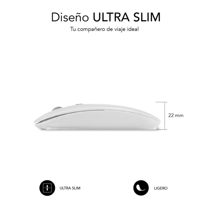 Subblim dual flat wireless mouse white (SUBMO-DFLAT21)
