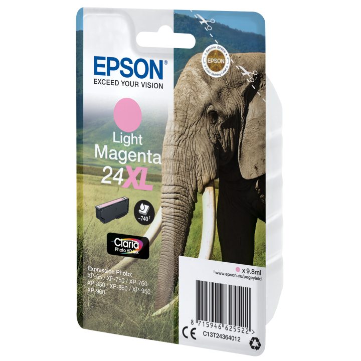 Epson Elephant Light Magenta 24XL Claria Photo HD Ink Cartridge