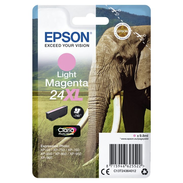 Epson Elephant Light Magenta 24XL Claria Photo HD Ink Cartridge