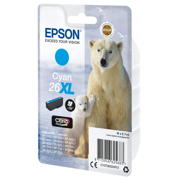 Epson Polar Bear Cyan Ink 26XL Claria Premium Polar Bear