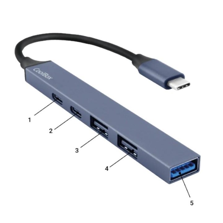 CoolBox HUB4 LITE USB-C/A 4 PUERTOS 2USB-C Y 2USB-A 3.2 GEN1 ALUMINIO