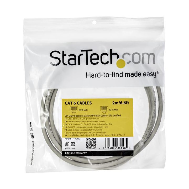StarTech.com 0.5m Gray Gigabit Cat6 Ethernet RJ45 Snagless Network…