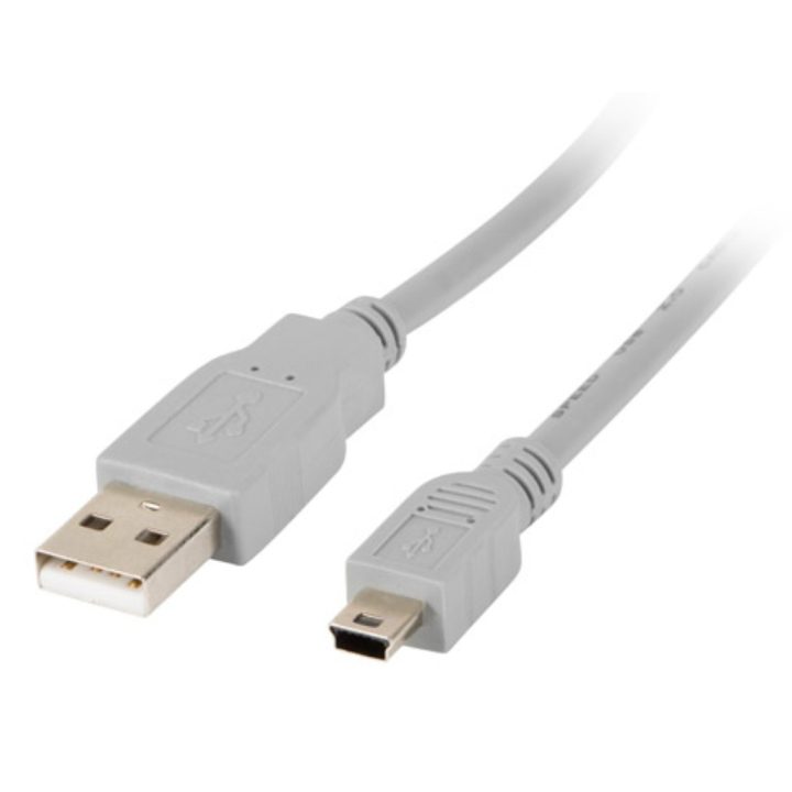 Cabo USB Lanberg 2.0 macho-mini USB macho 1.8m cinzento…