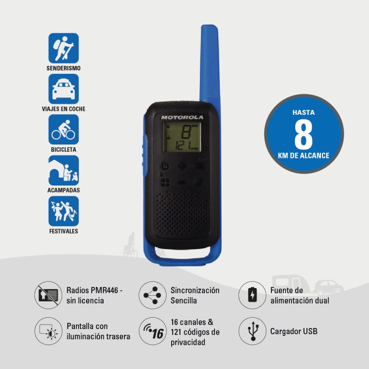 Rádios de comunicação bidirecional Motorola TALKABOUT T62 16 canais…