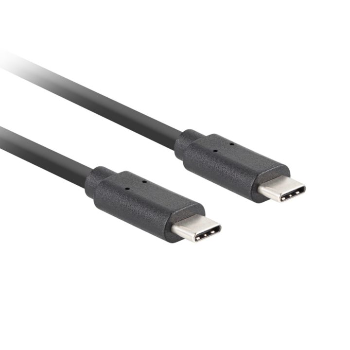 Cable USB-C Lanberg 0.5m-macho-macho-negro (CA-CMCM-32CU-0005-BK)