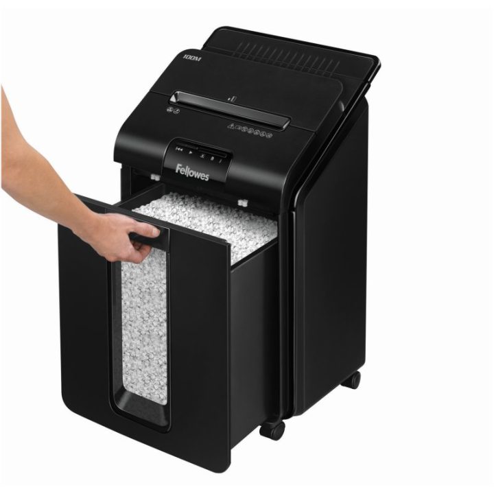 Fellowes AutoMax 100M Paper Shredder Cross-Cut 22 cm Black