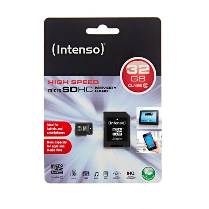 Intenso 32GB CL10 Micro SD Memory Card + SD Adapter (3413480)