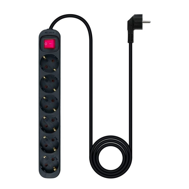 Nanocable Regleta de enchufes de 6 tomas con interruptor, 1.4 metros…