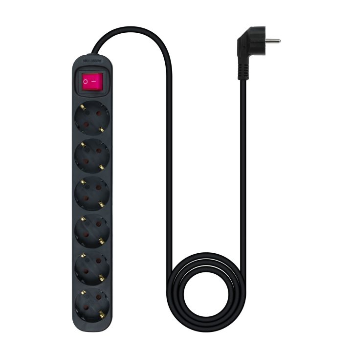 Nanocable Regleta de enchufes de 6 tomas con interruptor, 1.4 metros…