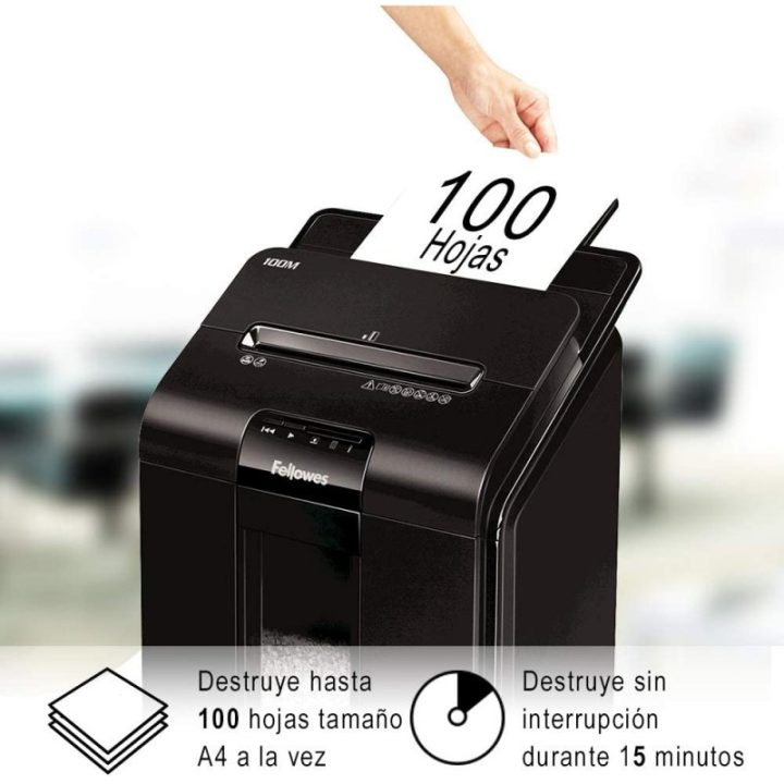 Fellowes AutoMax 100M Paper Shredder Cross-Cut 22 cm Black