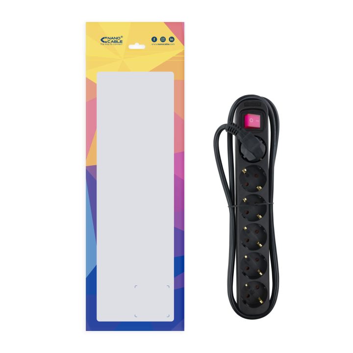 Nanocable Regleta de enchufes de 6 tomas con interruptor, 1.4 metros…