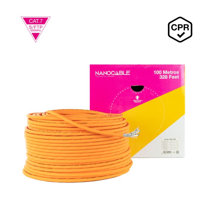 Nanocable CAT.7 LSZH SFTP PIMF AWG23 Network Cable, Orange, 100 m