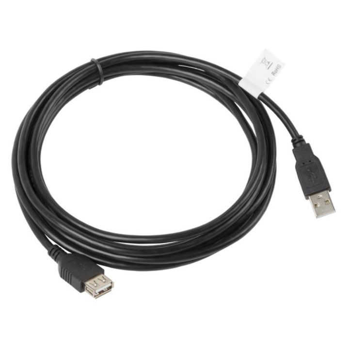 Cable alargador Lanberg USB 2.0 macho hembra 0.7m negro…