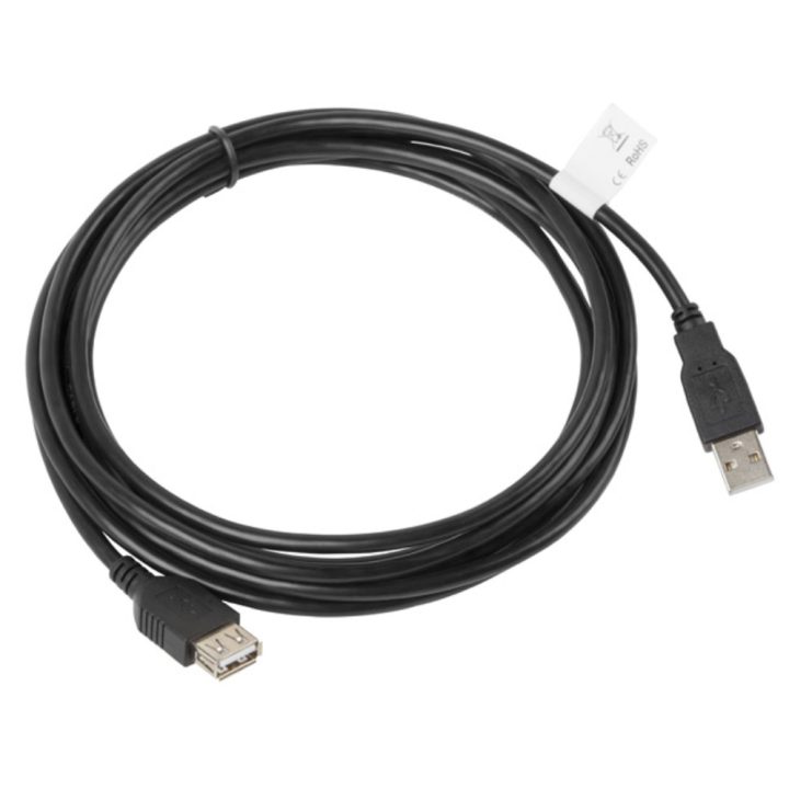 Cable alargador Lanberg USB 2.0 macho hembra 0.7m negro…