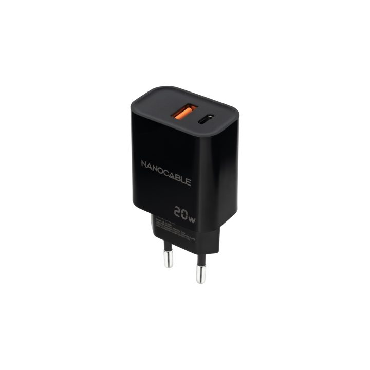 Nanocable Cargador USB-C/PD + USB-A/QC 20W, Blanco