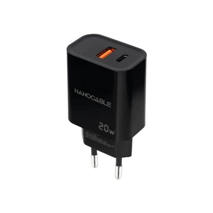 Nanocable Cargador USB-C/PD + USB-A/QC 20W, Blanco