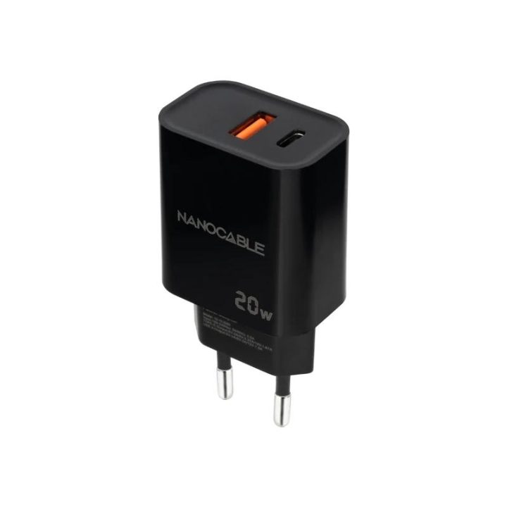 Nanocable USB-C/PD + USB-A/QC 20W Charger, White