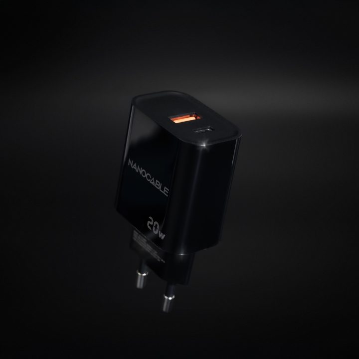 Nanocable Cargador USB-C/PD + USB-A/QC 20W, Blanco