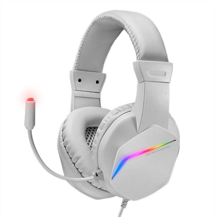 Mars Gaming MH122 Blanco, Cascos Gaming FRGB Over Ear con Micrófono…