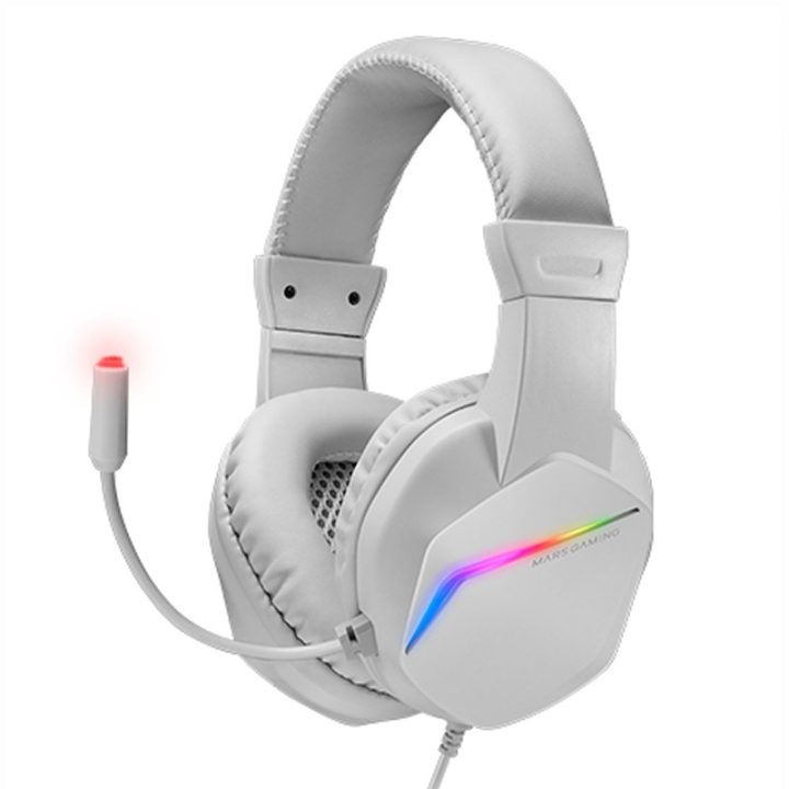 Mars Gaming MH122 Branco, Auscultadores Gaming FRGB Over Ear com…