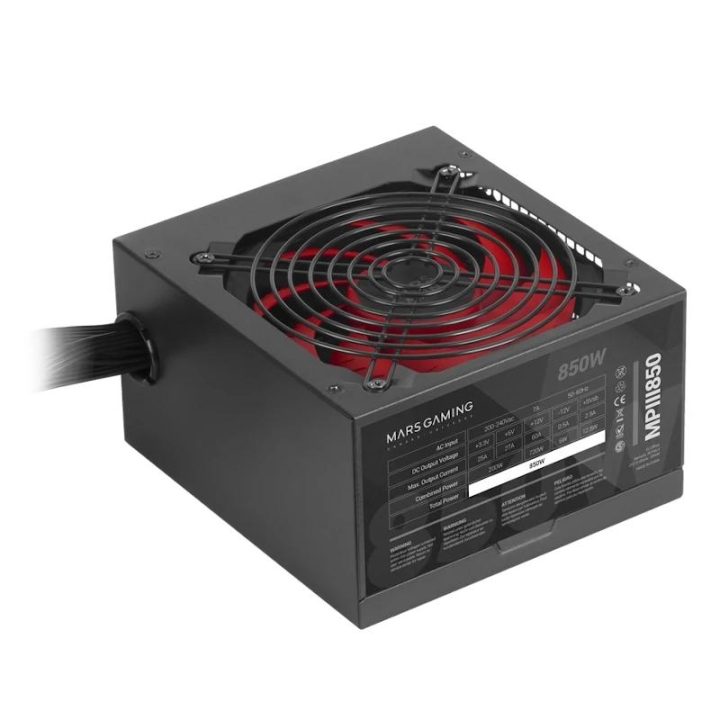 Mars Gaming MPIII850, Fonte de Alimentação PC ATX 850W, 5 Anos de…