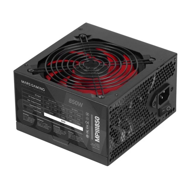 Mars Gaming MPIII850, Fuente Alimentación PC ATX 850W, 5 Años de…