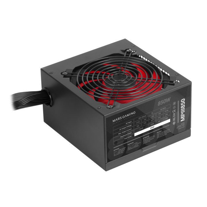 Mars Gaming MPIII850, Fuente Alimentación PC ATX 850W, 5 Años de…
