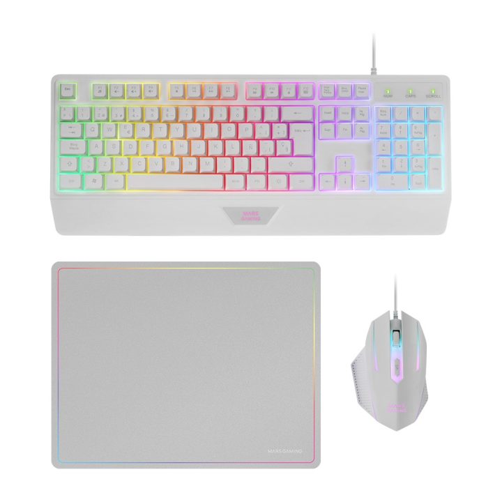 Mars Gaming MCP124, Combo Gaming 3en1, Teclado Ergonómico H-Mech LED…