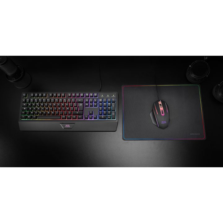 Mars Gaming MCP124, Combo Gaming 3en1, Teclado Ergonómico H-Mech LED…