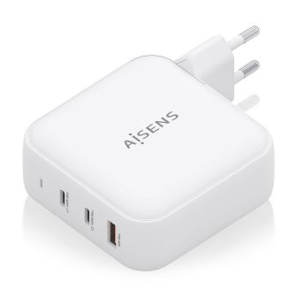 AISENS GaN Charger 140W, 2xUSB-C PD3.1 QC4.0, 1xUSB-A QC3.0, White