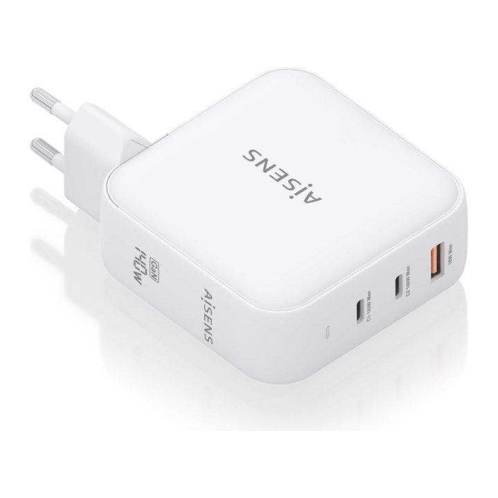 AISENS GaN Charger 140W, 2xUSB-C PD3.1 QC4.0, 1xUSB-A QC3.0, White