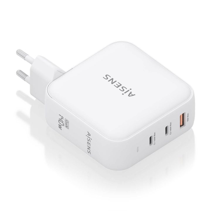 AISENS GaN Charger 140W, 2xUSB-C PD3.1 QC4.0, 1xUSB-A QC3.0, White