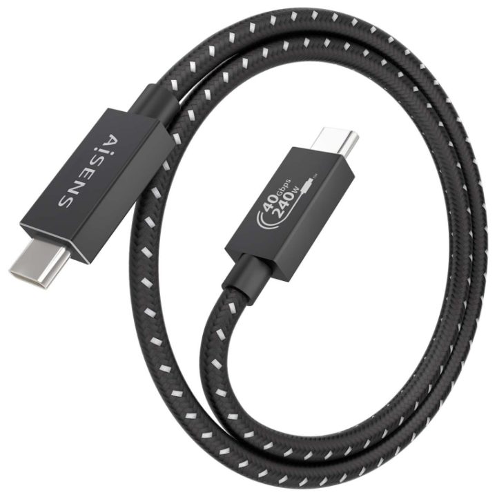 AISENS Cabo USB4 Gen3x2 Alumínio 40Gbps 8K@60Hz 5A 48V 240W E-Mark…