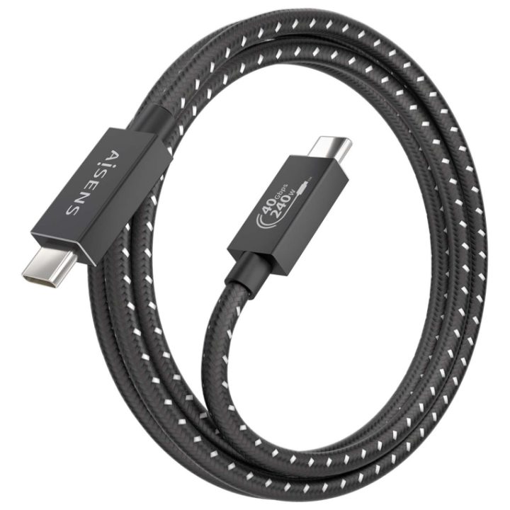AISENS USB4 Gen3x2 Aluminum Cable 40Gbps 8K@60Hz 5A 48V 240W E-Mark…