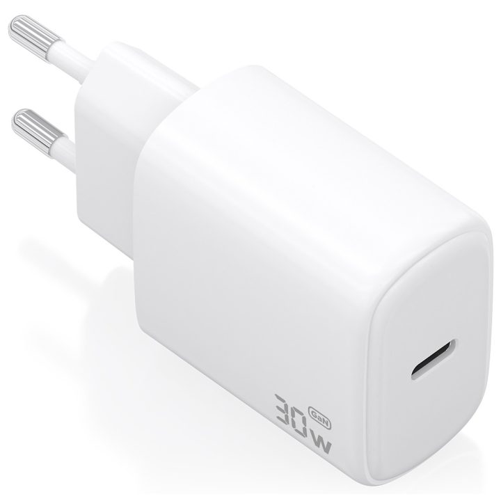 AISENS Carregador GaN 30W, 1xUSB-C PD3.0, Branco