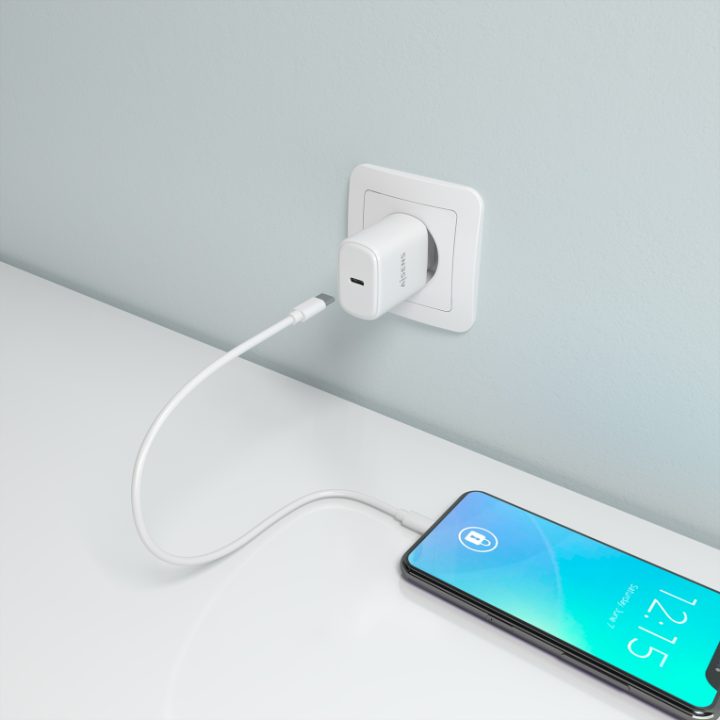 AISENS GaN Charger 30W, 1xUSB-C PD3.0, White