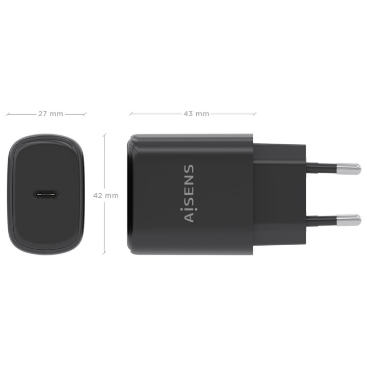 AISENS Cargador GaN 30W, 1xUSB-C PD3.0, Blanco