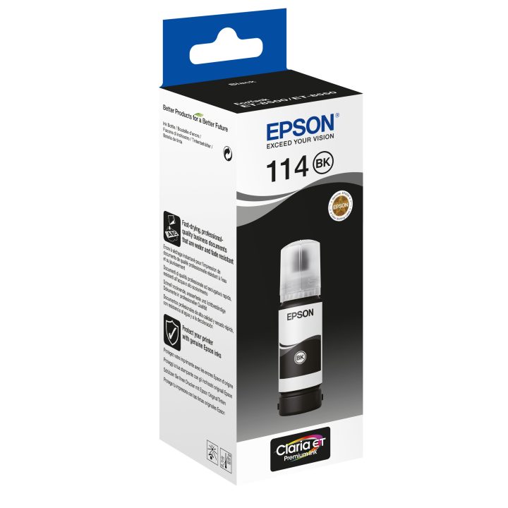 Frasco de tinta preta pigmentada Epson 114 EcoTank