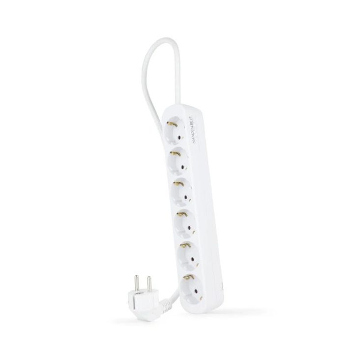 Nanocable Regleta de Enchufes con 6 Tomas, 1.4 m, Blanco