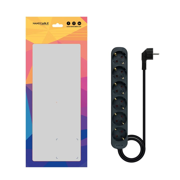 Nanocable Regleta de Enchufes con 6 Tomas, 1.4 m, Blanco