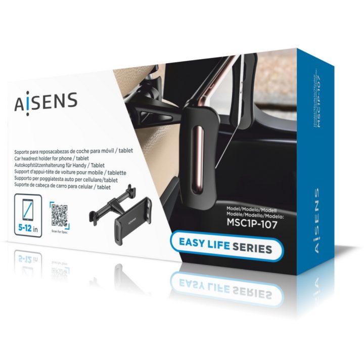 AISENS Soporte Coche Ajustable (1 Pivote) Para Reposacabezas Para…